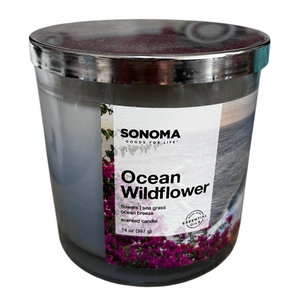 Sonoma Ocean Wildflower Candle with Silver Lid